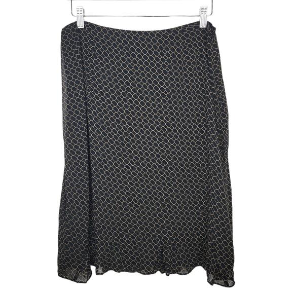 4/$25 -Harold's A-line 100% Rayon Chiffon Black Gold Fit & Flare Skirt Size M - Picture 1 of 8